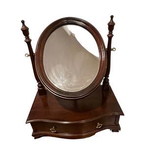 Ethan Allen MODERN MAHOGANY SWING FRAME MIRROR WITH DRAWER vintage